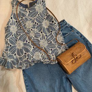 Anthropologie Sunday in Brooklyn Chambray Embroidered Top